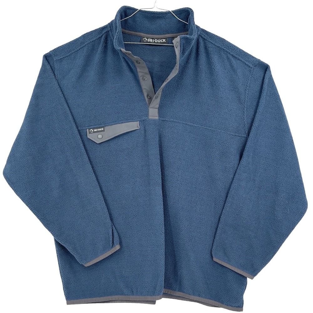 NWT Dri Duck Mens Fleece Pullover Blue Snap Mock Neck Pocket Heavyweight 4XL